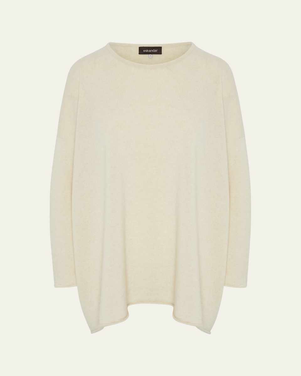 A-Line Bateau-Neck Cashmere Sweater (Long Length)